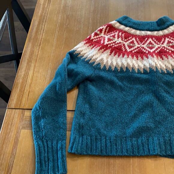 American Eagle fair isle mock neck plush sweater bohemian cozy retro soft sz S - Picture 8 of 9
